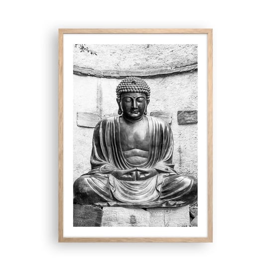 Obraz - Plakat - U źródeł spokoju - 50x70cm - Budda Posąg Buddy Azja - Nowoczesny modny obraz Plakat rama jasny dąb ARTTOR ARTTOR