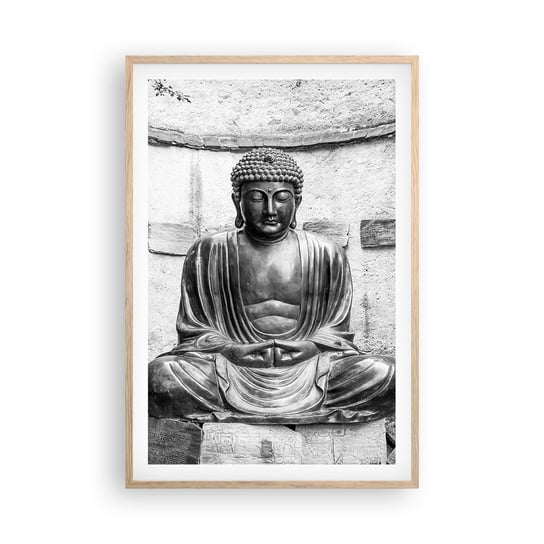 Obraz - Plakat - U źródeł spokoju - 61x91cm - Budda Posąg Buddy Azja - Foto Plakaty na ścianę w ramie jasny dąb - Plakat do Salonu Sypialni ARTTOR ARTTOR