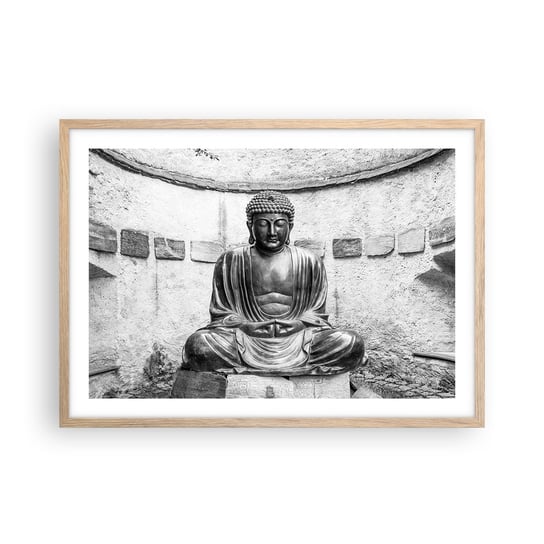 Obraz - Plakat - U źródeł spokoju - 70x50cm - Budda Posąg Buddy Azja - Nowoczesny modny obraz Plakat rama jasny dąb ARTTOR ARTTOR