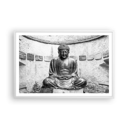 Obraz - Plakat - U źródeł spokoju - 91x61cm - Budda Posąg Buddy Azja - Foto Plakaty na ścianę w ramie białej - Plakat do Salonu Sypialni ARTTOR ARTTOR