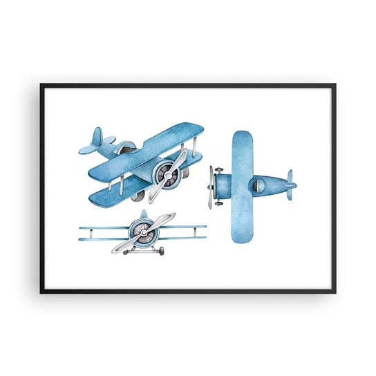 Obraz - Plakat - Urodzony zwycięzca - 100x70cm - Retro Samoloty Dziecięce - Foto Plakaty w ramie koloru czarnego do Salonu Sypialni ARTTOR ARTTOR