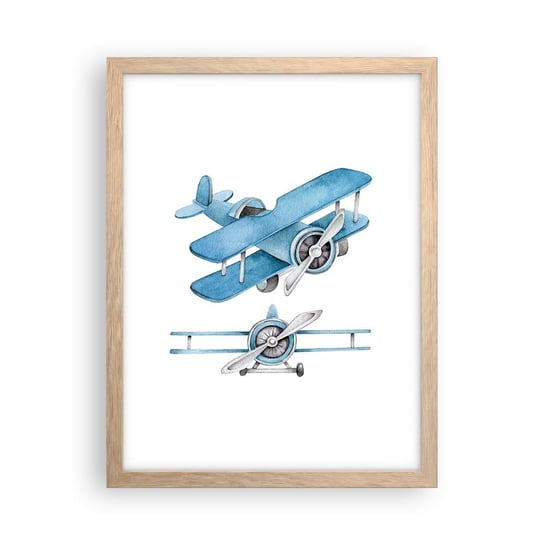 Obraz - Plakat - Urodzony zwycięzca - 30x40cm - Retro Samoloty Dziecięce - Foto Plakaty na ścianę w ramie jasny dąb - Plakat do Salonu Sypialni ARTTOR ARTTOR