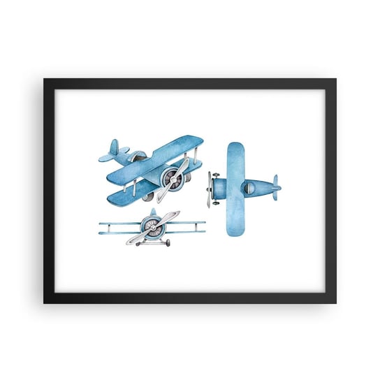 Obraz - Plakat - Urodzony zwycięzca - 40x30cm - Retro Samoloty Dziecięce - Foto Plakaty na ścianę w czarnej ramie - Plakat do Salonu Sypialni ARTTOR ARTTOR