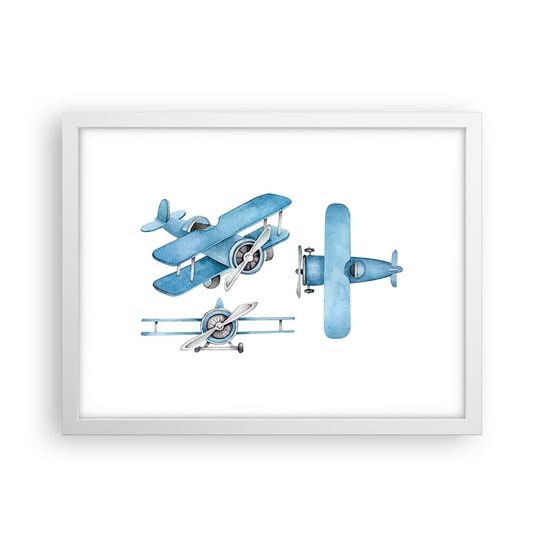 Obraz - Plakat - Urodzony zwycięzca - 40x30cm - Retro Samoloty Dziecięce - Foto Plakaty na ścianę w ramie białej - Plakat do Salonu Sypialni ARTTOR ARTTOR