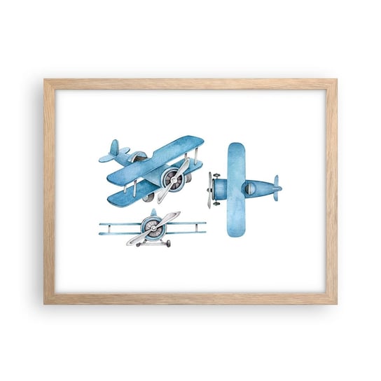Obraz - Plakat - Urodzony zwycięzca - 40x30cm - Retro Samoloty Dziecięce - Foto Plakaty na ścianę w ramie jasny dąb - Plakat do Salonu Sypialni ARTTOR ARTTOR