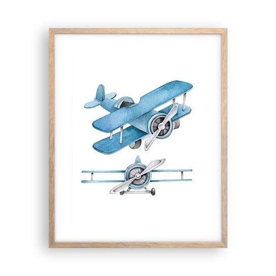 Obraz - Plakat - Urodzony zwycięzca - 40x50cm - Retro Samoloty Dziecięce - Foto Plakaty w ramie koloru jasny dąb do Salonu Sypialni ARTTOR ARTTOR