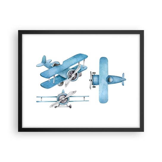Obraz - Plakat - Urodzony zwycięzca - 50x40cm - Retro Samoloty Dziecięce - Foto Plakaty w ramie koloru czarnego do Salonu Sypialni ARTTOR ARTTOR