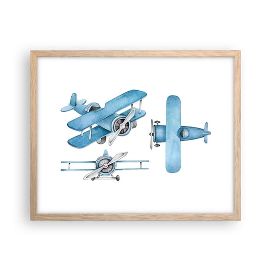 Obraz - Plakat - Urodzony zwycięzca - 50x40cm - Retro Samoloty Dziecięce - Foto Plakaty w ramie koloru jasny dąb do Salonu Sypialni ARTTOR ARTTOR