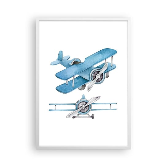 Obraz - Plakat - Urodzony zwycięzca - 50x70cm - Retro Samoloty Dziecięce - Nowoczesny modny obraz Plakat rama biała ARTTOR ARTTOR