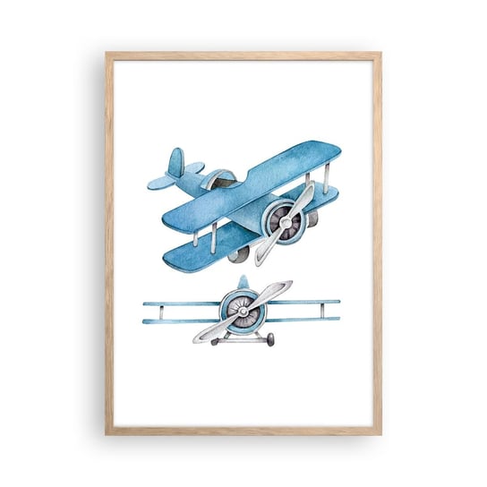 Obraz - Plakat - Urodzony zwycięzca - 50x70cm - Retro Samoloty Dziecięce - Nowoczesny modny obraz Plakat rama jasny dąb ARTTOR ARTTOR
