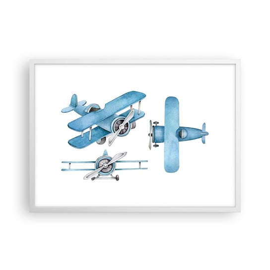 Obraz - Plakat - Urodzony zwycięzca - 70x50cm - Retro Samoloty Dziecięce - Nowoczesny modny obraz Plakat rama biała ARTTOR ARTTOR