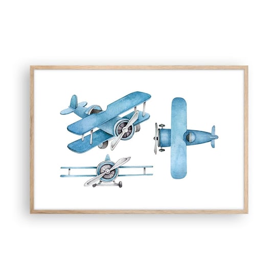 Obraz - Plakat - Urodzony zwycięzca - 91x61cm - Retro Samoloty Dziecięce - Foto Plakaty na ścianę w ramie jasny dąb - Plakat do Salonu Sypialni ARTTOR ARTTOR