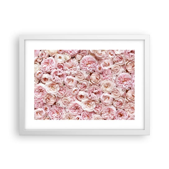 Obraz - Plakat - Usłane różami - 40x30cm - Kwiaty Pastelowe Róże - Foto Plakaty na ścianę w ramie białej - Plakat do Salonu Sypialni ARTTOR ARTTOR