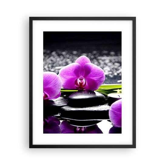 Obraz - Plakat - Utonąć w ciszy i spokoju - 40x50cm - Kwiaty Orchidea Storczyk - Foto Plakaty w ramie koloru czarnego do Salonu Sypialni ARTTOR ARTTOR