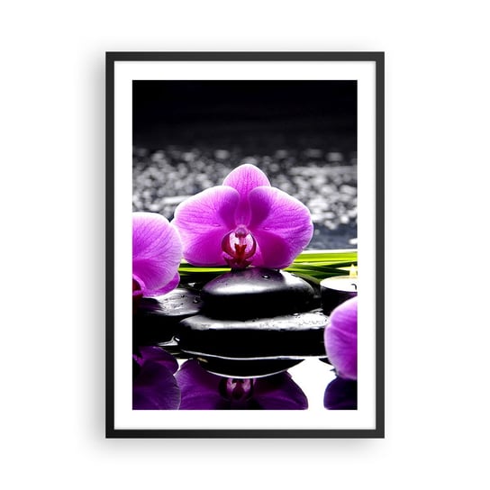 Obraz - Plakat - Utonąć w ciszy i spokoju - 50x70cm - Kwiaty Orchidea Storczyk - Nowoczesny modny obraz Plakat czarna rama ARTTOR ARTTOR