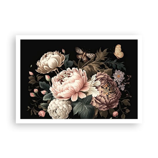 Obraz - Plakat - W barokowym stylu - 100x70cm - Botanika Kwiaty Shabby Chic - Foto Plakaty bez ramy na ścianę do Salonu Sypialni ARTTOR ARTTOR
