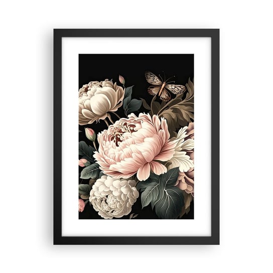 Obraz - Plakat - W barokowym stylu - 30x40cm - Botanika Kwiaty Shabby Chic - Foto Plakaty na ścianę w czarnej ramie - Plakat do Salonu Sypialni ARTTOR ARTTOR