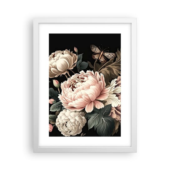 Obraz - Plakat - W barokowym stylu - 30x40cm - Botanika Kwiaty Shabby Chic - Foto Plakaty na ścianę w ramie białej - Plakat do Salonu Sypialni ARTTOR ARTTOR