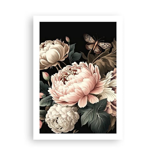 Obraz - Plakat - W barokowym stylu - 50x70cm - Botanika Kwiaty Shabby Chic - Nowoczesny modny obraz Plakat bez ramy do Salonu Sypialni ARTTOR ARTTOR