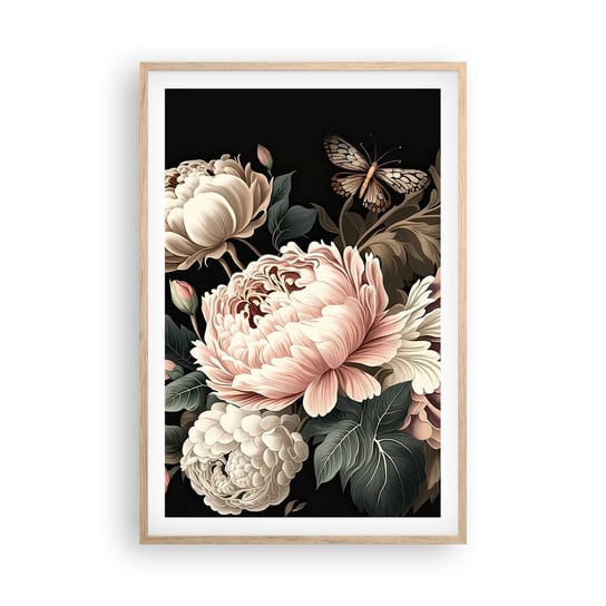 Obraz - Plakat - W barokowym stylu - 61x91cm - Botanika Kwiaty Shabby Chic - Foto Plakaty na ścianę w ramie jasny dąb - Plakat do Salonu Sypialni ARTTOR ARTTOR
