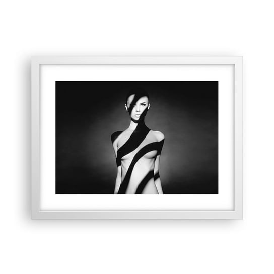 Obraz - Plakat - W blasku i w cieniu - 40x30cm - Kobieta Ciało Sztuka - Foto Plakaty na ścianę w ramie białej - Plakat do Salonu Sypialni ARTTOR ARTTOR