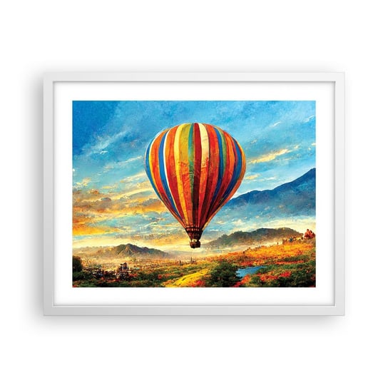 Obraz - Plakat - W ciszy widać więcej - 50x40cm - Balon Krajobraz Natura - Foto Plakaty w ramie koloru białego do Salonu Sypialni ARTTOR ARTTOR