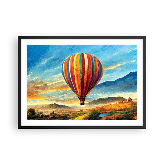 Obraz - Plakat - W ciszy widać więcej - 70x50cm - Balon Krajobraz Natura - Nowoczesny modny obraz Plakat czarna rama ARTTOR ARTTOR