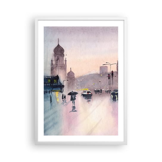 Obraz - Plakat - W deszczowej mgiełce - 50x70cm - Miasto Architektura Zabytki - Nowoczesny modny obraz Plakat rama biała ARTTOR ARTTOR