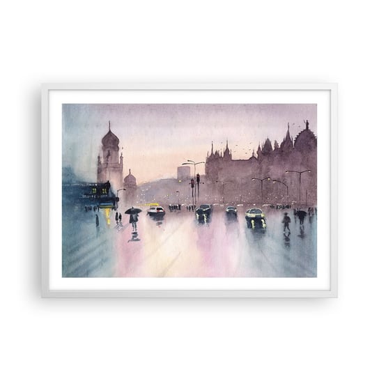 Obraz - Plakat - W deszczowej mgiełce - 70x50cm - Miasto Architektura Zabytki - Nowoczesny modny obraz Plakat rama biała ARTTOR ARTTOR