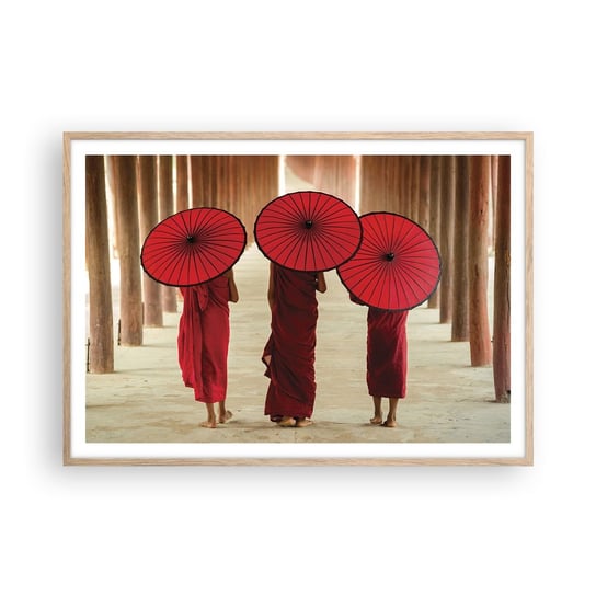 Obraz - Plakat - W drodze do Czystej Krainy - 100x70cm - Azja Birma Kobiety - Foto Plakaty w ramie koloru jasny dąb do Salonu Sypialni ARTTOR ARTTOR