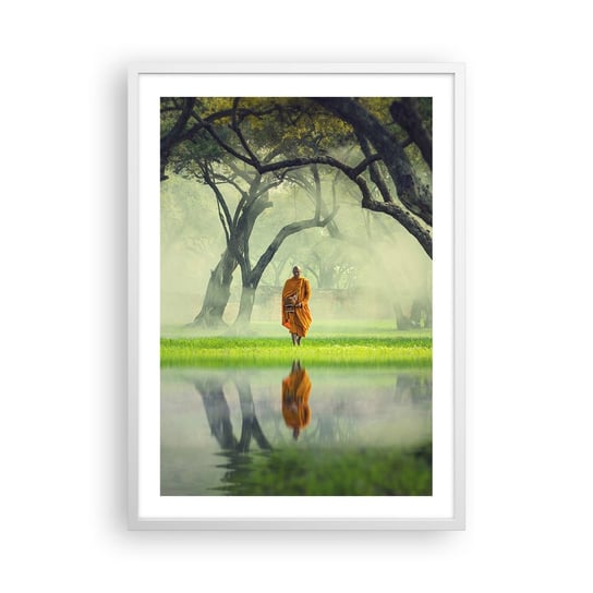 Obraz - Plakat - W drodze do oświecenia - 50x70cm - Azja Mnich Buddyzm - Nowoczesny modny obraz Plakat rama biała ARTTOR ARTTOR