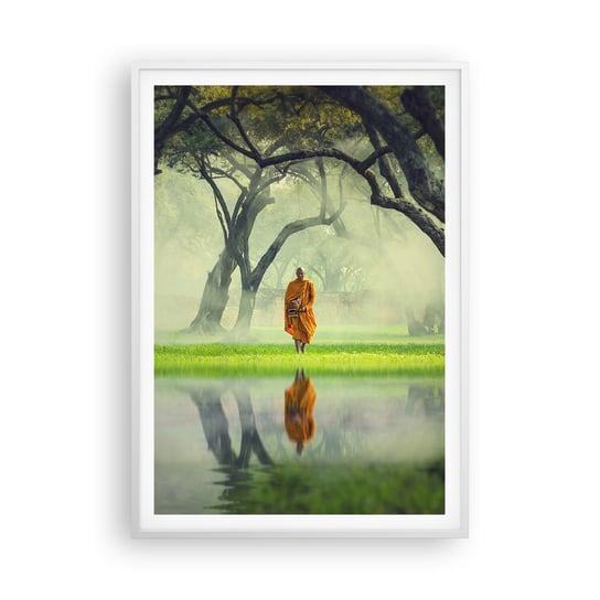 Obraz - Plakat - W drodze do oświecenia - 70x100cm - Azja Mnich Buddyzm - Foto Plakaty w ramie koloru białego do Salonu Sypialni ARTTOR ARTTOR