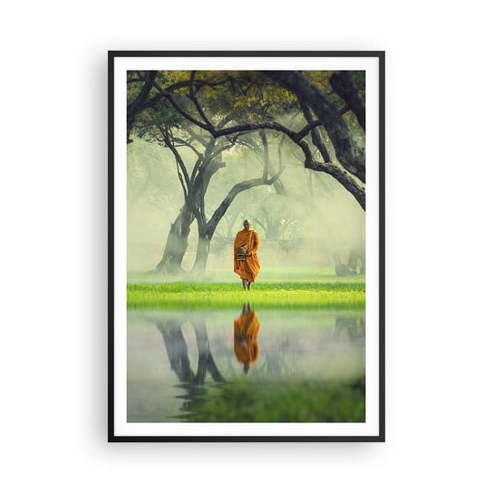 Obraz - Plakat - W drodze do oświecenia - 70x100cm - Azja Mnich Buddyzm - Foto Plakaty w ramie koloru czarnego do Salonu Sypialni ARTTOR ARTTOR