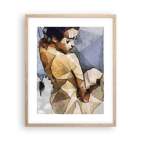 Obraz - Plakat - W duchu kubizmu - 40x50cm - Grafika Kobieta Ciało Kobiety - Foto Plakaty w ramie koloru jasny dąb do Salonu Sypialni ARTTOR ARTTOR