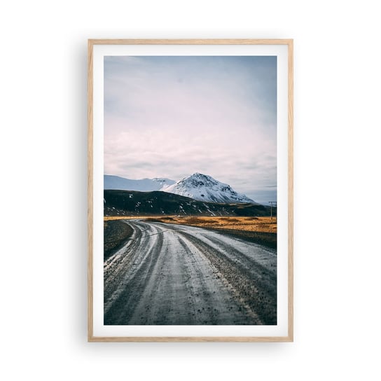 Obraz - Plakat - W islandzkim klimacie - 61x91cm - Krajobraz Góry Islandia - Foto Plakaty na ścianę w ramie jasny dąb - Plakat do Salonu Sypialni ARTTOR ARTTOR