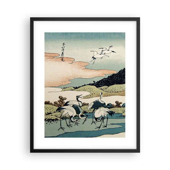 Obraz - Plakat - W japońskim duchu - 40x50cm - Bocian Ptak Krajobraz - Foto Plakaty w ramie koloru czarnego do Salonu Sypialni ARTTOR ARTTOR