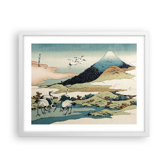 Obraz - Plakat - W japońskim duchu - 50x40cm - Bocian Ptak Krajobraz - Foto Plakaty w ramie koloru białego do Salonu Sypialni ARTTOR ARTTOR