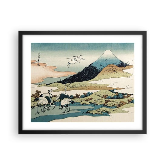 Obraz - Plakat - W japońskim duchu - 50x40cm - Bocian Ptak Krajobraz - Foto Plakaty w ramie koloru czarnego do Salonu Sypialni ARTTOR ARTTOR