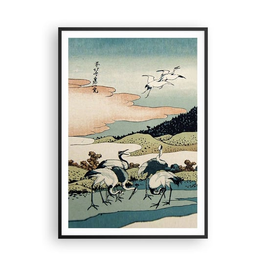 Obraz - Plakat - W japońskim duchu - 70x100cm - Bocian Ptak Krajobraz - Foto Plakaty w ramie koloru czarnego do Salonu Sypialni ARTTOR ARTTOR