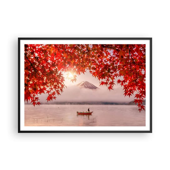 Obraz - Plakat - W japońskim klimacie - 100x70cm - Krajobraz Jezioro Japonia - Foto Plakaty w ramie koloru czarnego do Salonu Sypialni ARTTOR ARTTOR