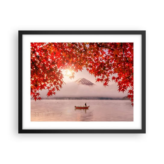 Obraz - Plakat - W japońskim klimacie - 50x40cm - Krajobraz Jezioro Japonia - Foto Plakaty w ramie koloru czarnego do Salonu Sypialni ARTTOR ARTTOR