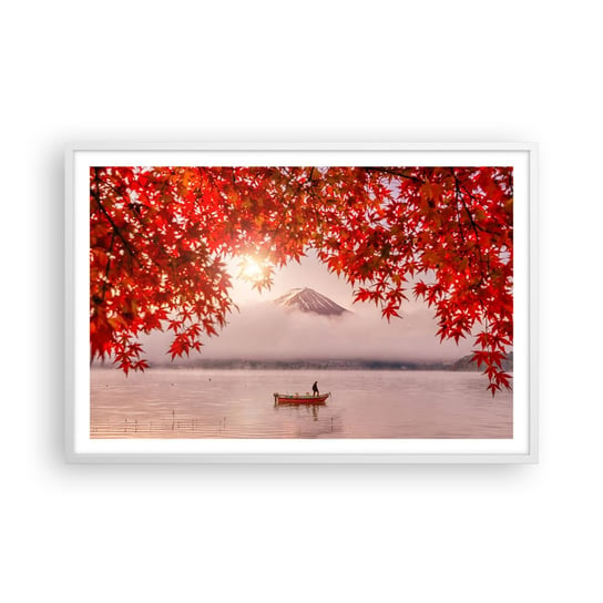 Obraz - Plakat - W japońskim klimacie - 91x61cm - Krajobraz Jezioro Japonia - Foto Plakaty na ścianę w ramie białej - Plakat do Salonu Sypialni ARTTOR ARTTOR