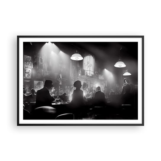 Obraz - Plakat - W jazzowym klimacie - 100x70cm - Bar Retro Ludzie - Foto Plakaty w ramie koloru czarnego do Salonu Sypialni ARTTOR ARTTOR