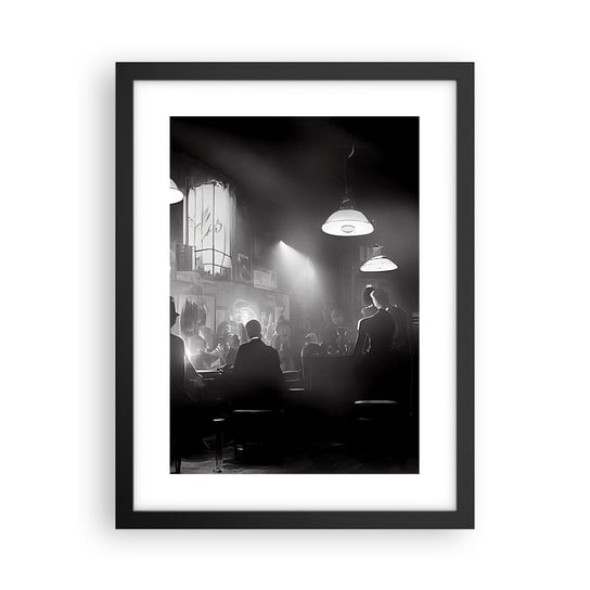 Obraz - Plakat - W jazzowym klimacie - 30x40cm - Bar Retro Ludzie - Foto Plakaty na ścianę w czarnej ramie - Plakat do Salonu Sypialni ARTTOR ARTTOR