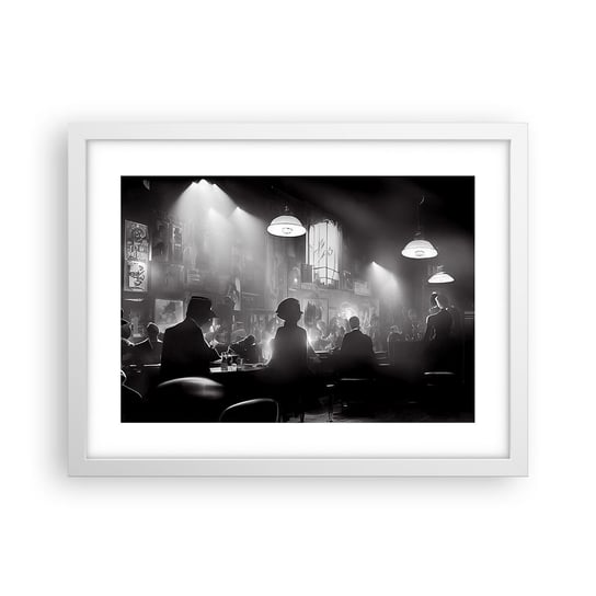 Obraz - Plakat - W jazzowym klimacie - 40x30cm - Bar Retro Ludzie - Foto Plakaty na ścianę w ramie białej - Plakat do Salonu Sypialni ARTTOR ARTTOR