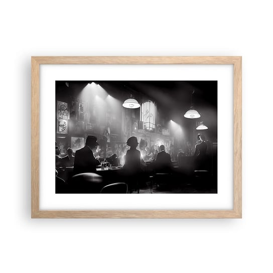 Obraz - Plakat - W jazzowym klimacie - 40x30cm - Bar Retro Ludzie - Foto Plakaty na ścianę w ramie jasny dąb - Plakat do Salonu Sypialni ARTTOR ARTTOR