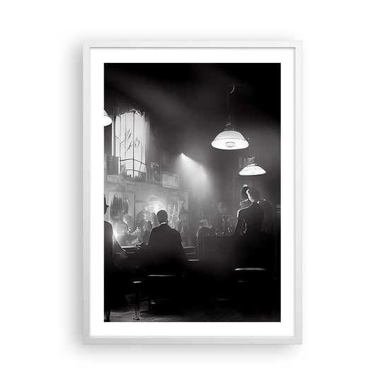 Obraz - Plakat - W jazzowym klimacie - 50x70cm - Bar Retro Ludzie - Nowoczesny modny obraz Plakat rama biała ARTTOR ARTTOR