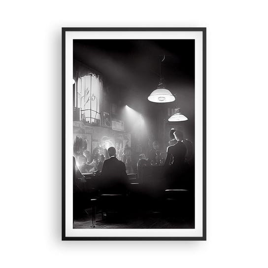 Obraz - Plakat - W jazzowym klimacie - 61x91cm - Bar Retro Ludzie - Foto Plakaty na ścianę w czarnej ramie - Plakat do Salonu Sypialni ARTTOR ARTTOR