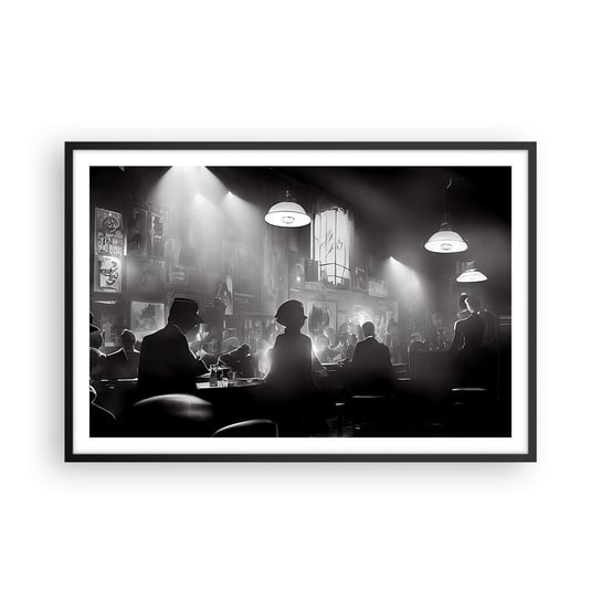 Obraz - Plakat - W jazzowym klimacie - 91x61cm - Bar Retro Ludzie - Foto Plakaty na ścianę w czarnej ramie - Plakat do Salonu Sypialni ARTTOR ARTTOR
