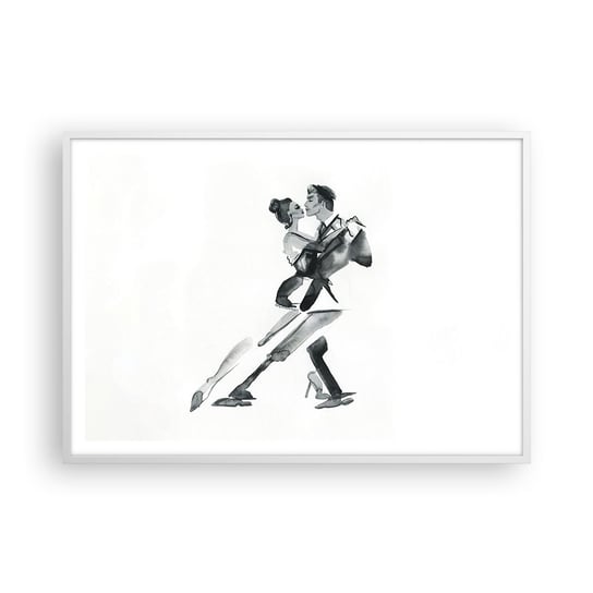 Obraz - Plakat - W jednym rytmie - 100x70cm - Tango Taniec Tancerz - Foto Plakaty w ramie koloru białego do Salonu Sypialni ARTTOR ARTTOR